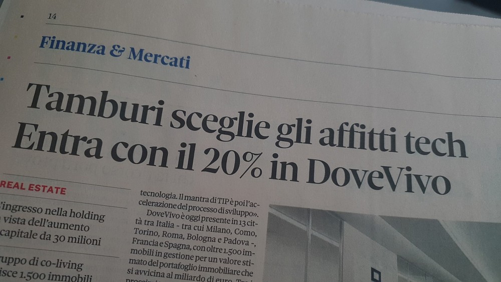 Tamburi entra come socio in Dovevivo, alcune riflessioni sul settore del 